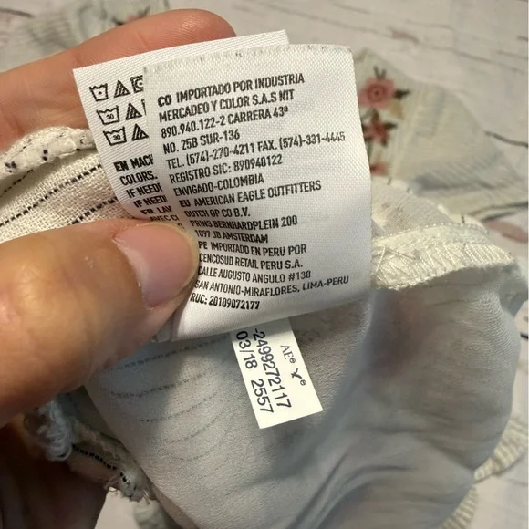 American Eagle Outfitters White Striped Floral Embroidered Romper - Picture 7 of 10